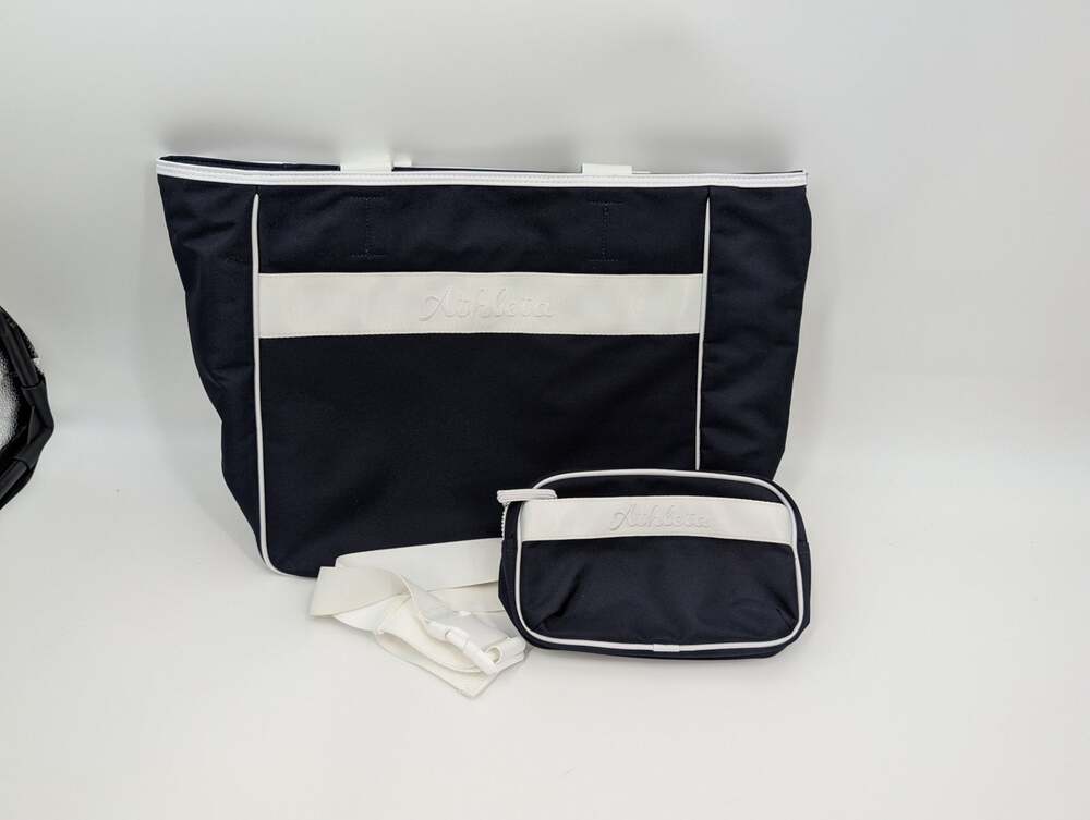 NWT Athleta All About Canvas Tote Bag All About Large Canvas Belt Bag Navy White